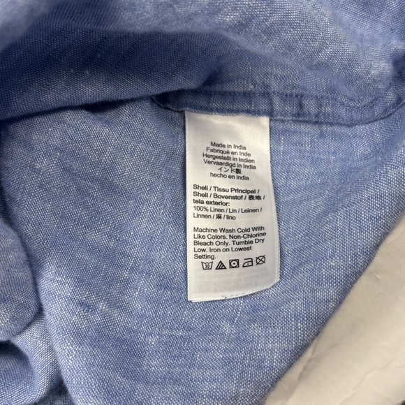 J. Crew Blue Casual silm fit Button Down Shirt 100% Baird McNutt Irish Linen XS - Picture 6 of 8